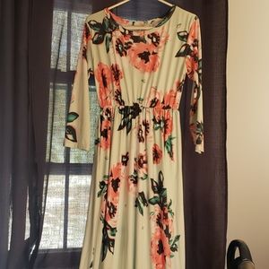 Long mint green floral dress